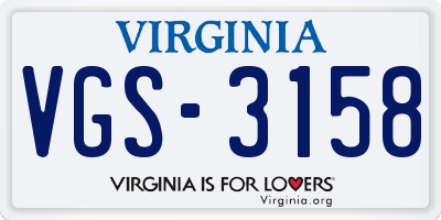 VA license plate VGS3158