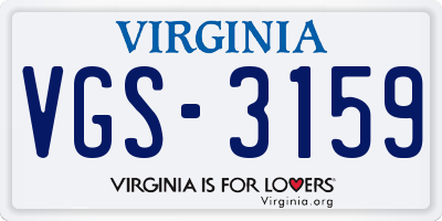 VA license plate VGS3159