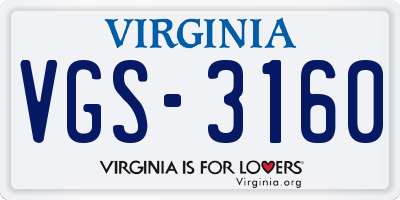 VA license plate VGS3160