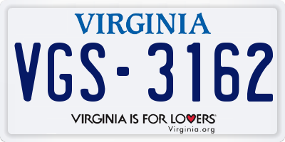 VA license plate VGS3162