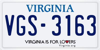 VA license plate VGS3163