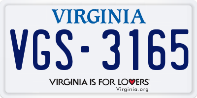 VA license plate VGS3165