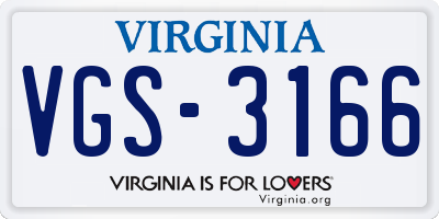 VA license plate VGS3166