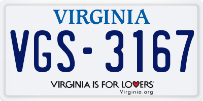 VA license plate VGS3167
