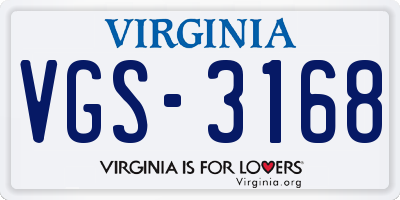 VA license plate VGS3168