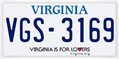 VA license plate VGS3169