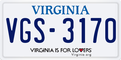 VA license plate VGS3170