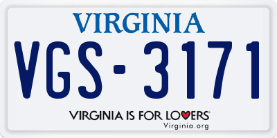 VA license plate VGS3171