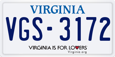 VA license plate VGS3172