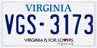 VA license plate VGS3173