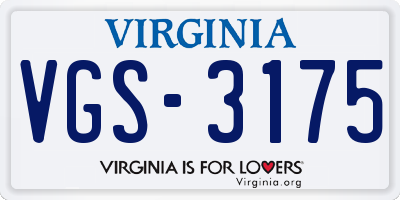 VA license plate VGS3175
