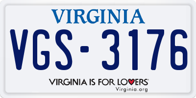 VA license plate VGS3176