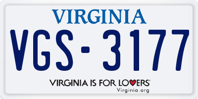 VA license plate VGS3177