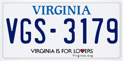 VA license plate VGS3179