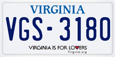VA license plate VGS3180