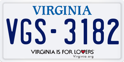 VA license plate VGS3182