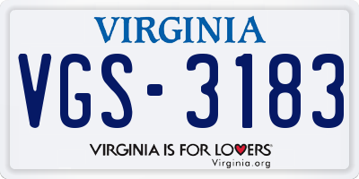 VA license plate VGS3183