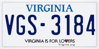 VA license plate VGS3184