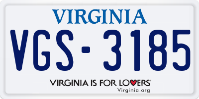 VA license plate VGS3185