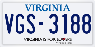 VA license plate VGS3188