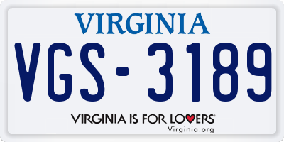 VA license plate VGS3189