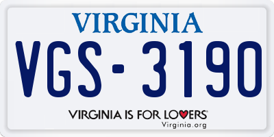 VA license plate VGS3190