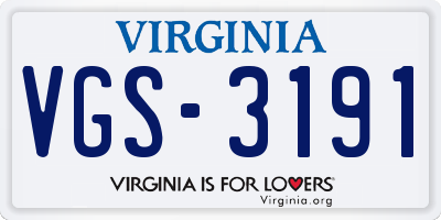 VA license plate VGS3191