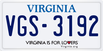 VA license plate VGS3192