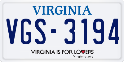 VA license plate VGS3194