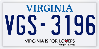 VA license plate VGS3196