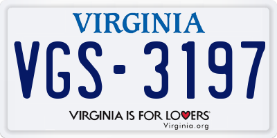 VA license plate VGS3197