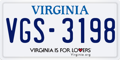 VA license plate VGS3198