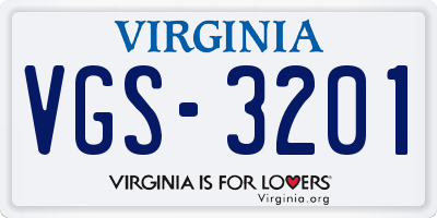 VA license plate VGS3201