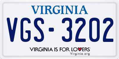 VA license plate VGS3202
