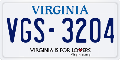 VA license plate VGS3204
