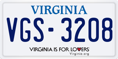 VA license plate VGS3208