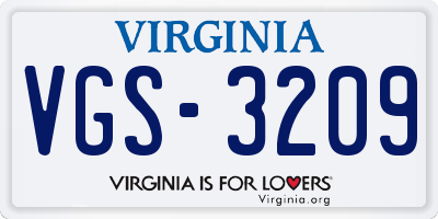 VA license plate VGS3209