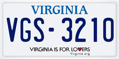 VA license plate VGS3210