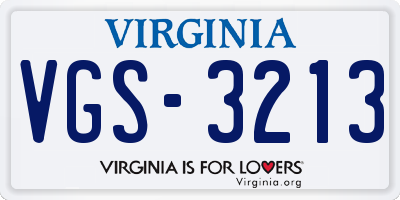 VA license plate VGS3213