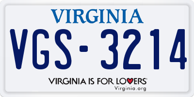 VA license plate VGS3214