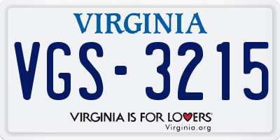 VA license plate VGS3215