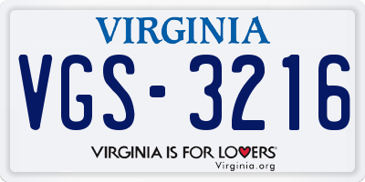 VA license plate VGS3216