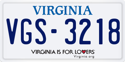 VA license plate VGS3218