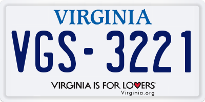 VA license plate VGS3221