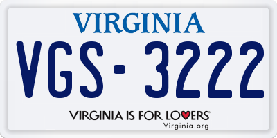 VA license plate VGS3222