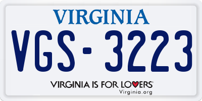 VA license plate VGS3223