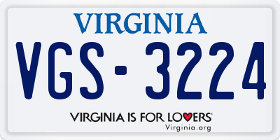 VA license plate VGS3224