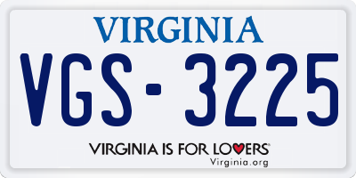 VA license plate VGS3225