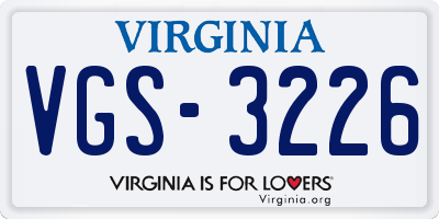 VA license plate VGS3226