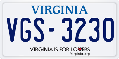 VA license plate VGS3230